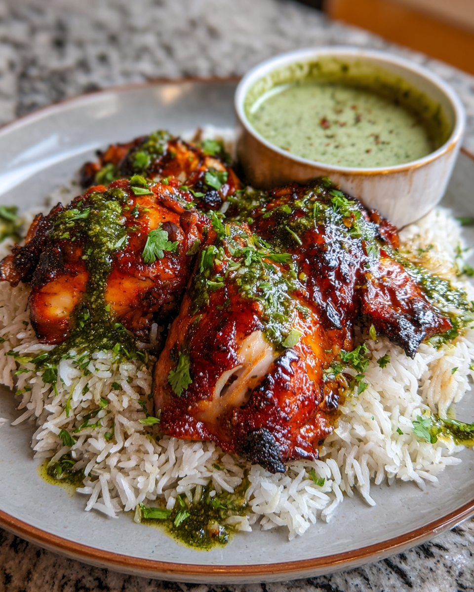 Final dish - Irresistible Peruvian Chicken and Rice with Zesty Green Sauce Recipe
