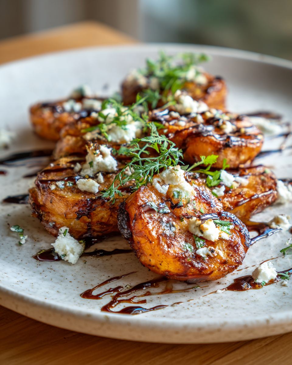 Final dish - Crispy Potato Rounds with Sweet Honey and Tangy Feta Delight