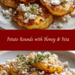 Crispy Potato Rounds with Sweet Honey and Tangy Feta Delight