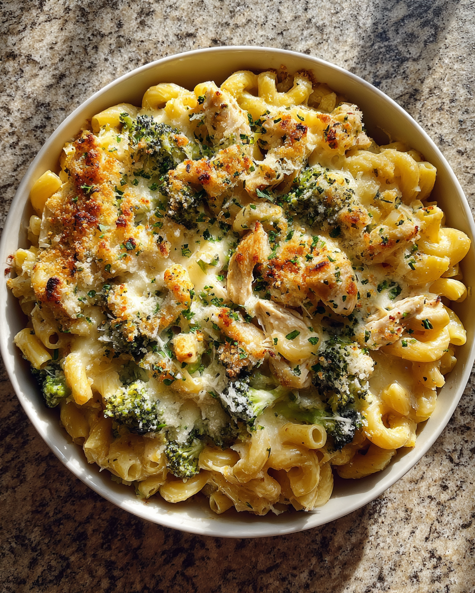 Final dish - Ultimate Comfort: Download Your Printable Chicken Broccoli Pasta Bake Recipe