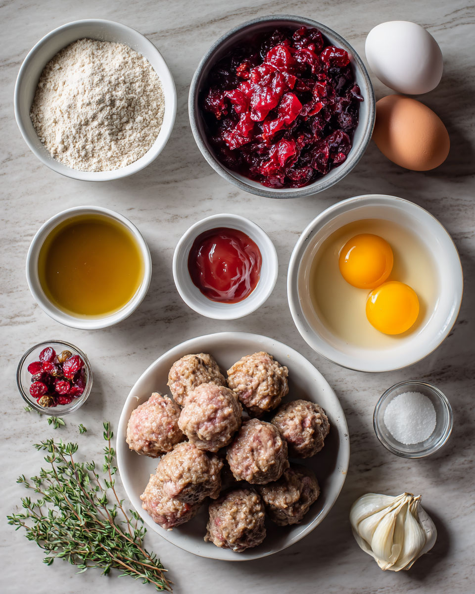 Ingredients for Irresistible Quick Cranberry Meatballs for Effortless Flavor Boost
