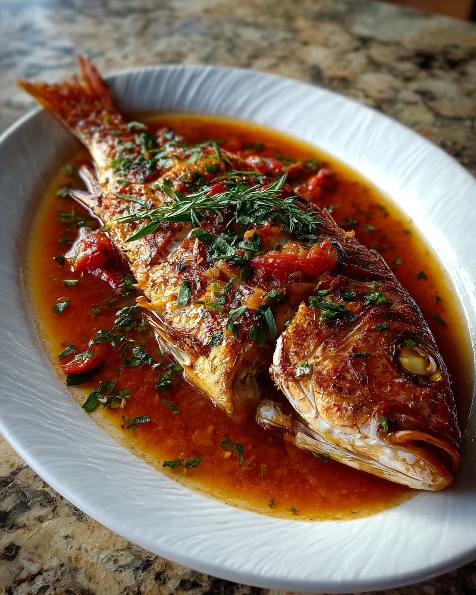 Final dish - Savor the Flavors of Red Snapper with Creole Sauce