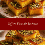 Indulge in the Exotic Delight of Saffron Pistachio Basbousa