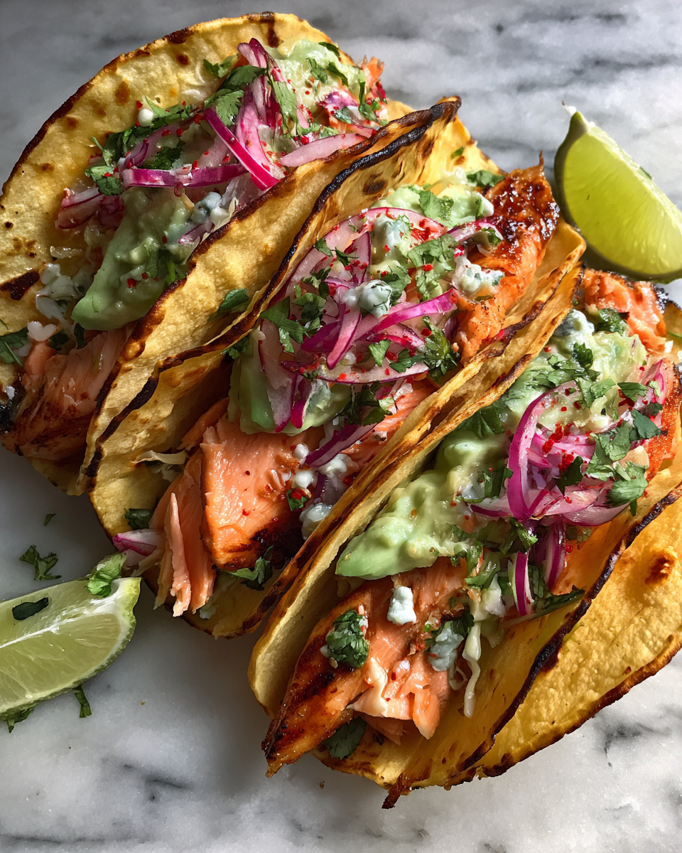 Final dish - Fresh and Flavorful Salmon Tacos Recipe That Will Wow Your Taste Buds