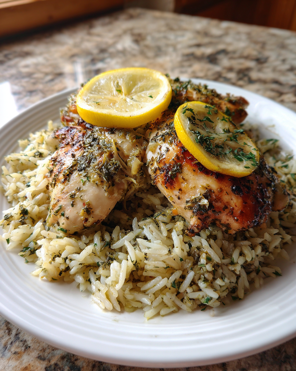 Final dish - Tender Slow Cooker Lemon Herb Chicken and Rice Recipe for Easy Weeknight Dinners