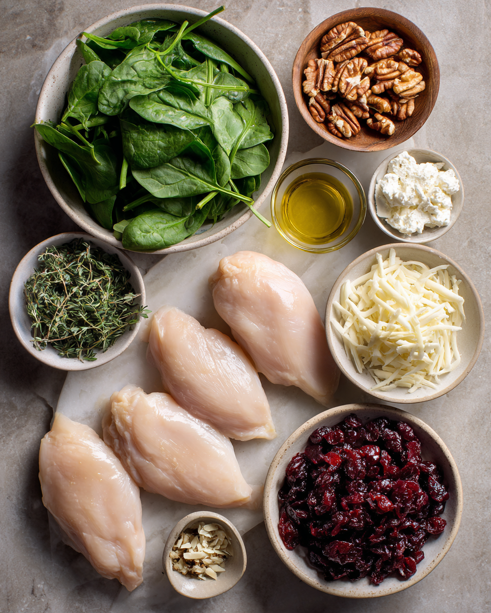 Ingredients for Irresistible Spinach Cranberry Stuffed Chicken Breasts Recipe You Have to Try