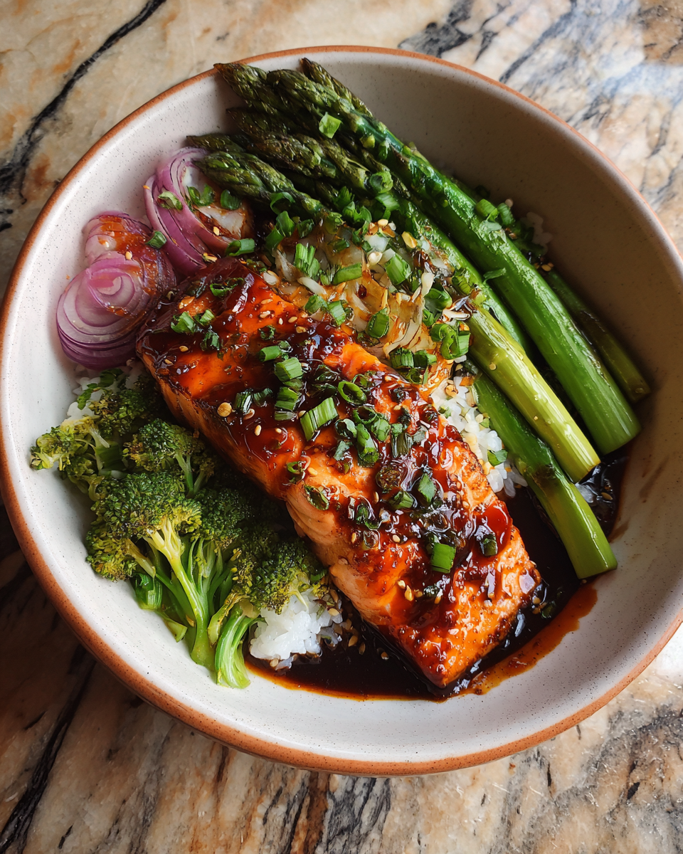 Final dish - Sweet Heat Sriracha Honey Salmon Bowls You Need to Try