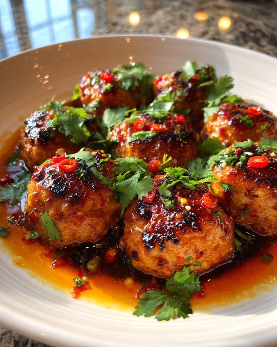 Final dish - Irresistible Thai Baked Chicken Meatballs Bursting with Flavor