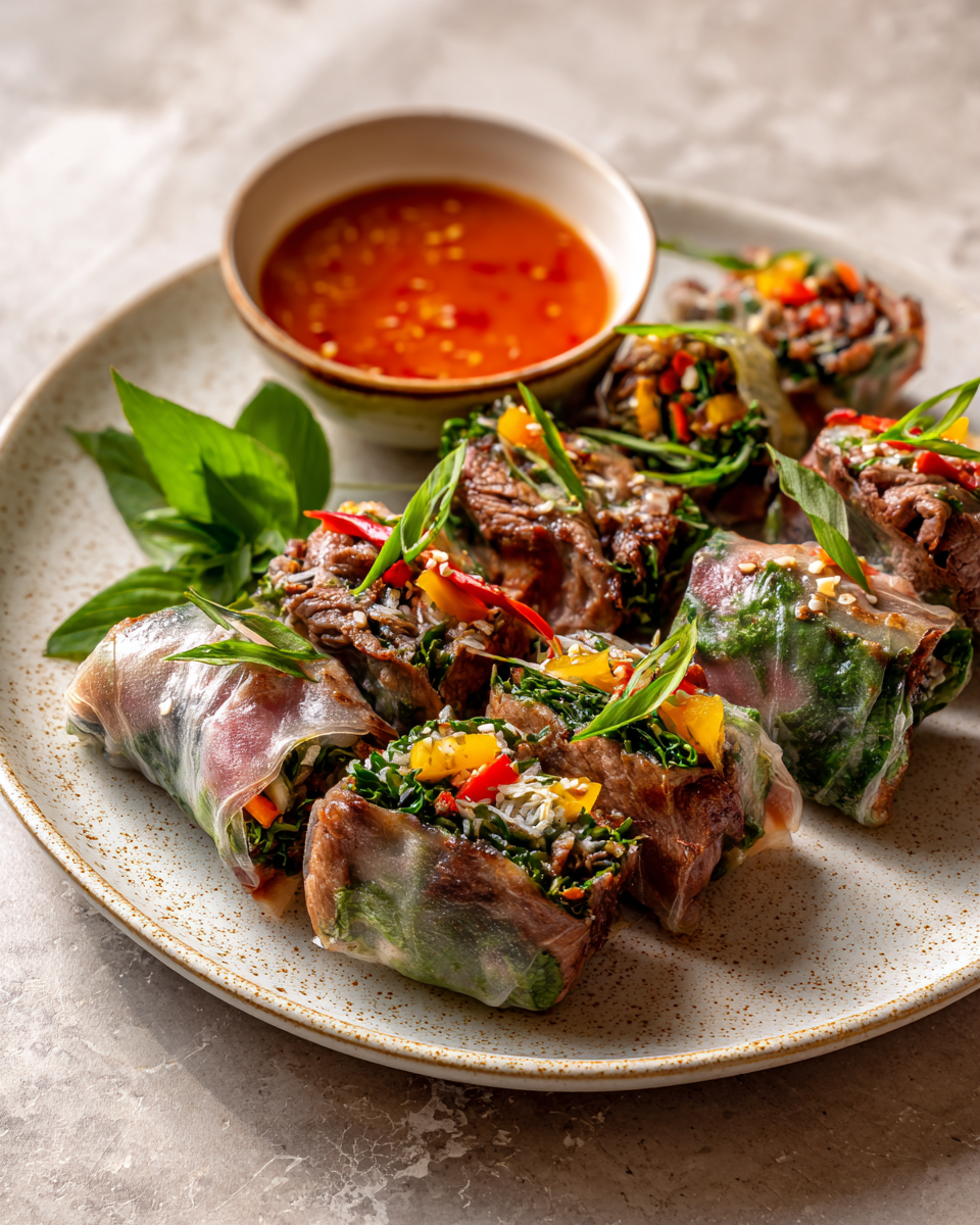 Final dish - Irresistible Thai Basil Beef Rolls That Will Spice Up Your Dinner Tonight