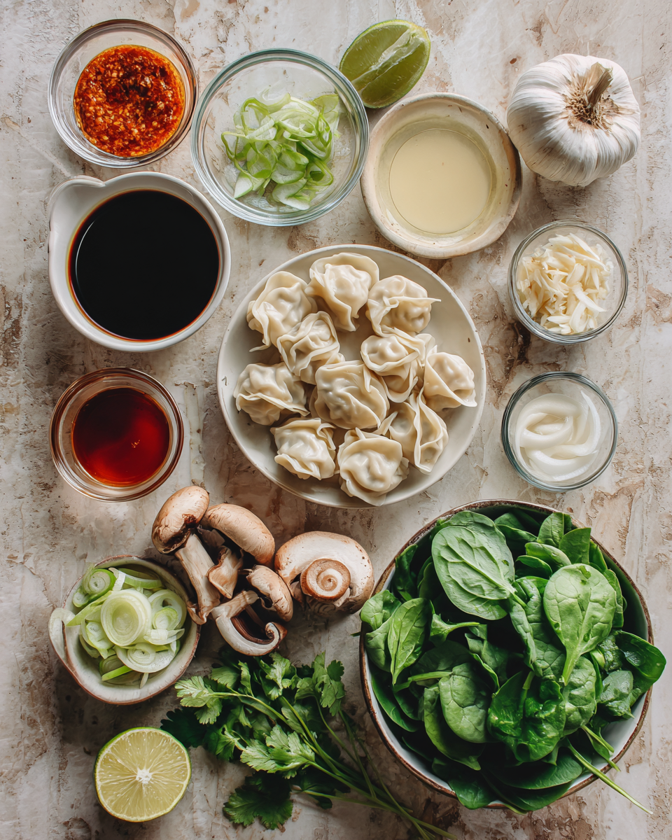 Ingredients for Savor the Fusion: Thai Potsticker Coconut Soup Delight
