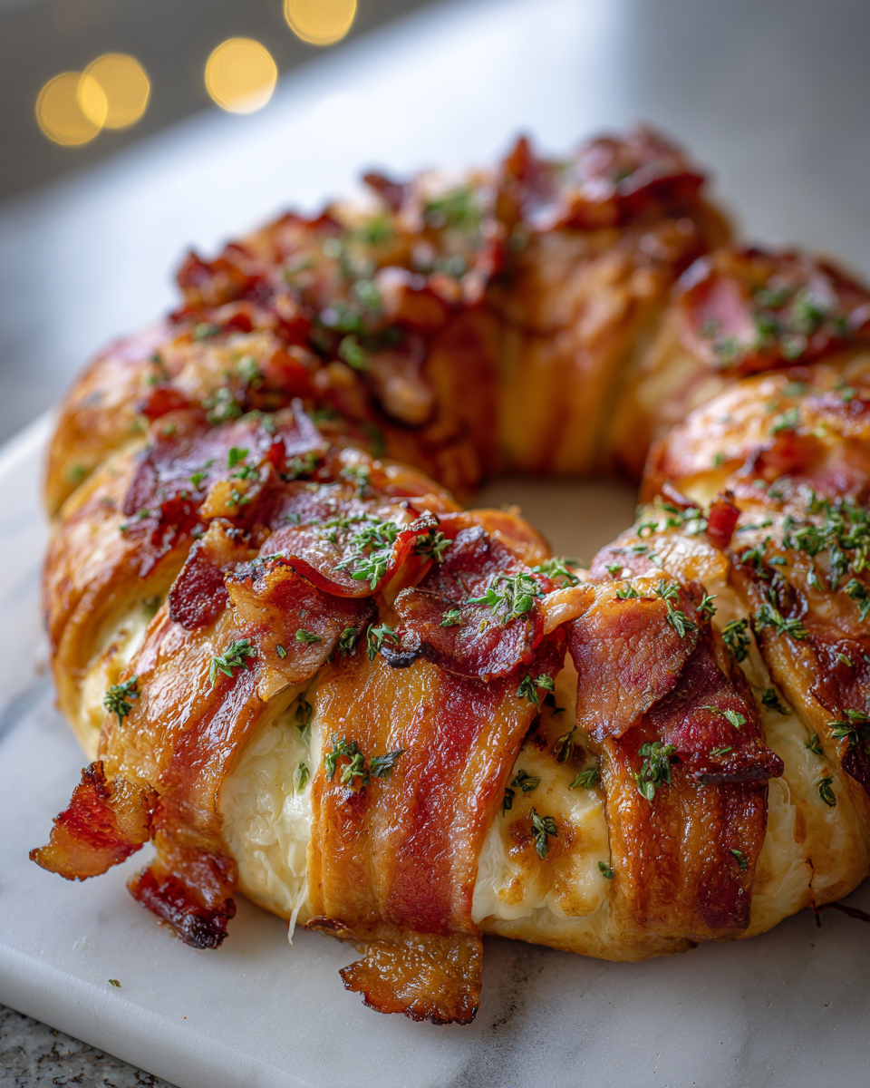 Final dish - Irresistible Bacon Brie Crescent Wreath Recipe That Will Wow Your Guests