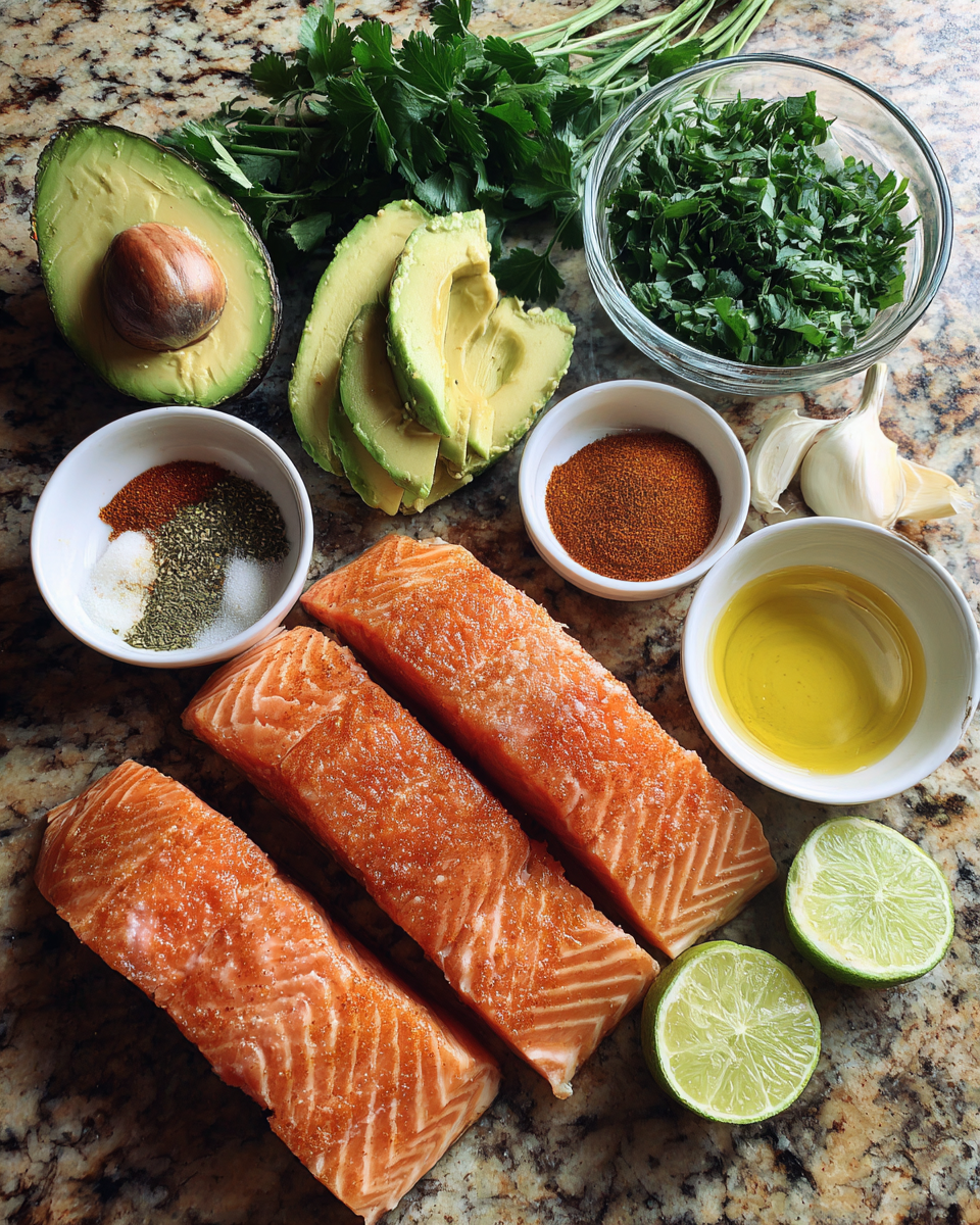 Ingredients for Baked Cajun Salmon with Avocado A Flavorful Twist on a Healthy Classic