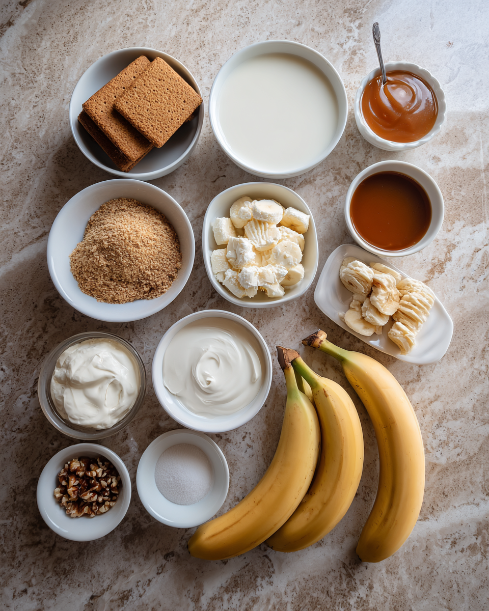Ingredients for Irresistible Banana Caramel Nut Cheesecake Recipe That Will Sweeten Your Day