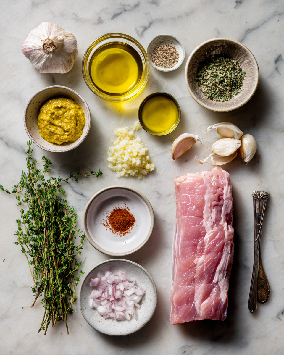 Ingredients for Best Pork Tenderloin Dijon Mustard Recipe for Flavorful Dinner