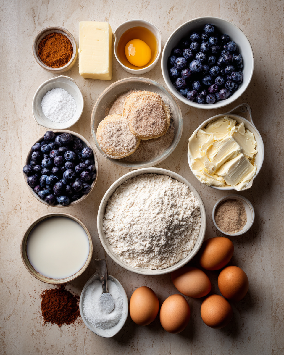 Ingredients for Irresistible Blueberry Cinnamon Rolls Bursting with Sweet and Spicy Flavor