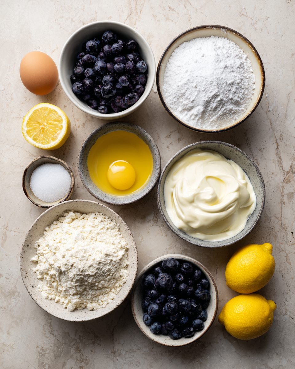 Ingredients for Irresistible Blueberry Lemon Cake Recipe That Will Brighten Your Day