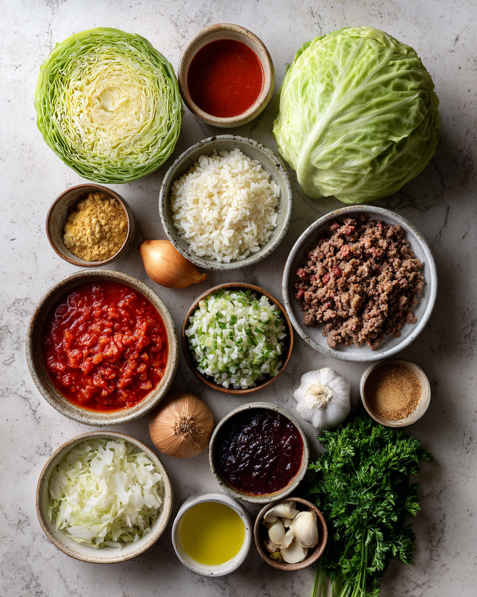 Ingredients for The Ultimate Guide to Perfectly Stuffed Cabbage Rolls That Melt in Your Mouth
