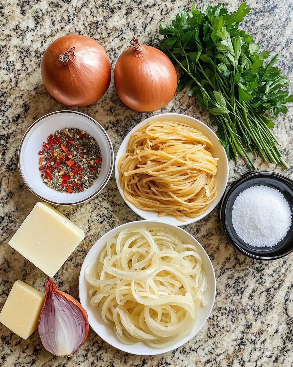 Ingredients for Savor the Heat: Caramelized Onion Pasta with Chilli Oil Bliss