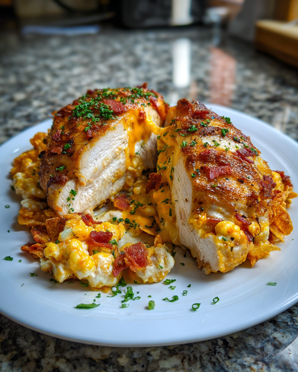 Final dish - Irresistible Cheese and Bacon Stuffed Doritos Chicken Recipe You Have to Try