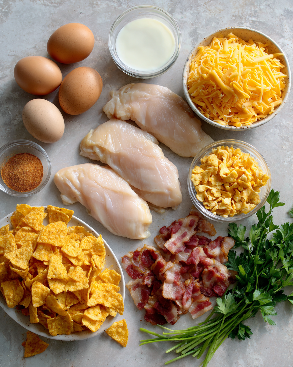 Ingredients for Irresistible Cheese and Bacon Stuffed Doritos Chicken Recipe You Have to Try