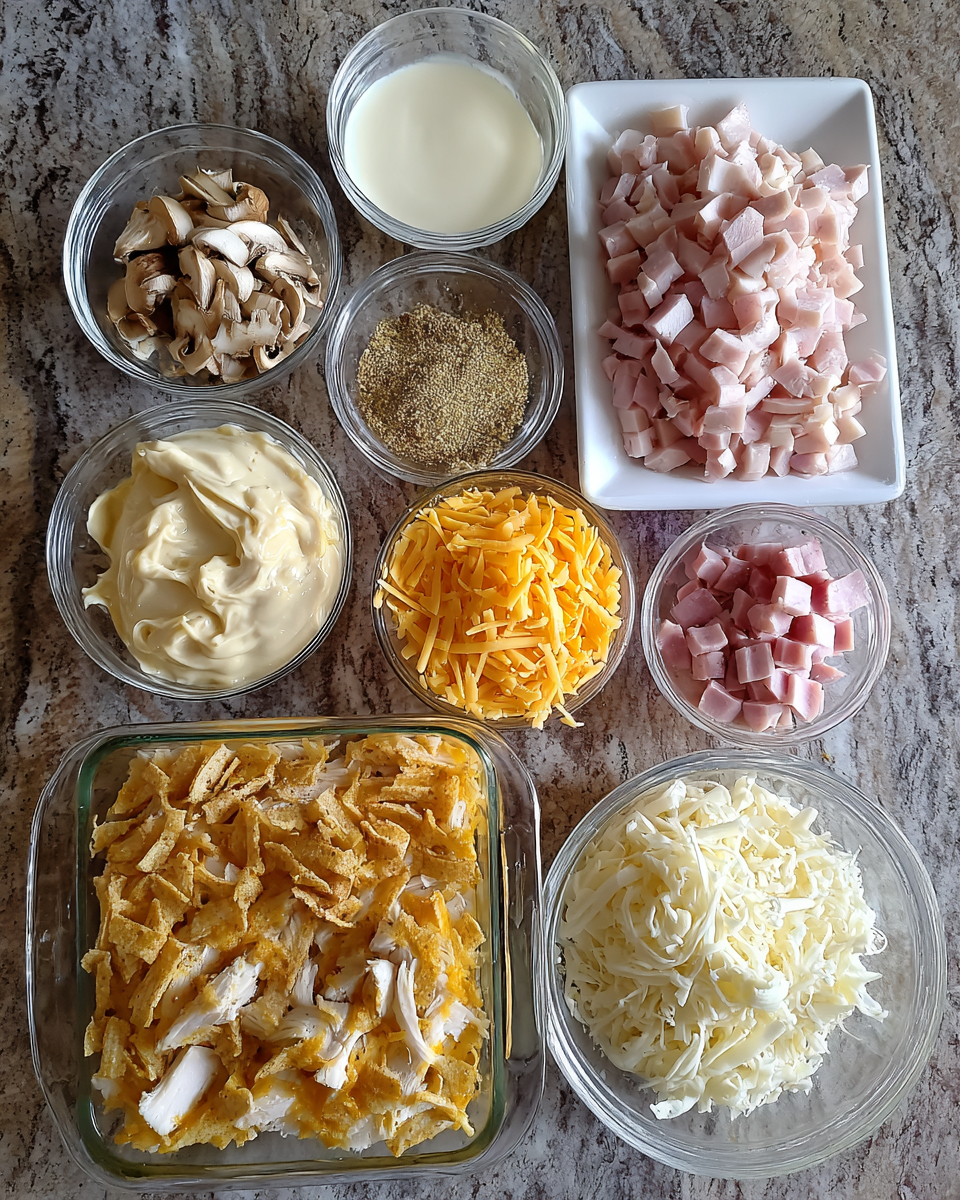 Ingredients for Ultimate Comfort Food Chicken Cordon Bleu Casserole Recipe