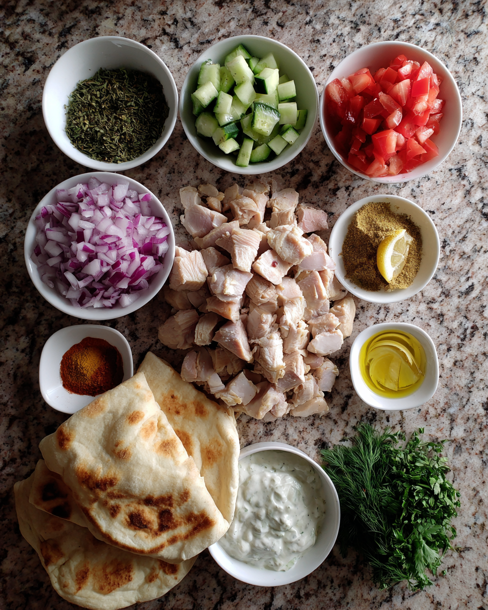 Ingredients for The Ultimate Chicken Gyros Recipe to Savor Mediterranean Flavors