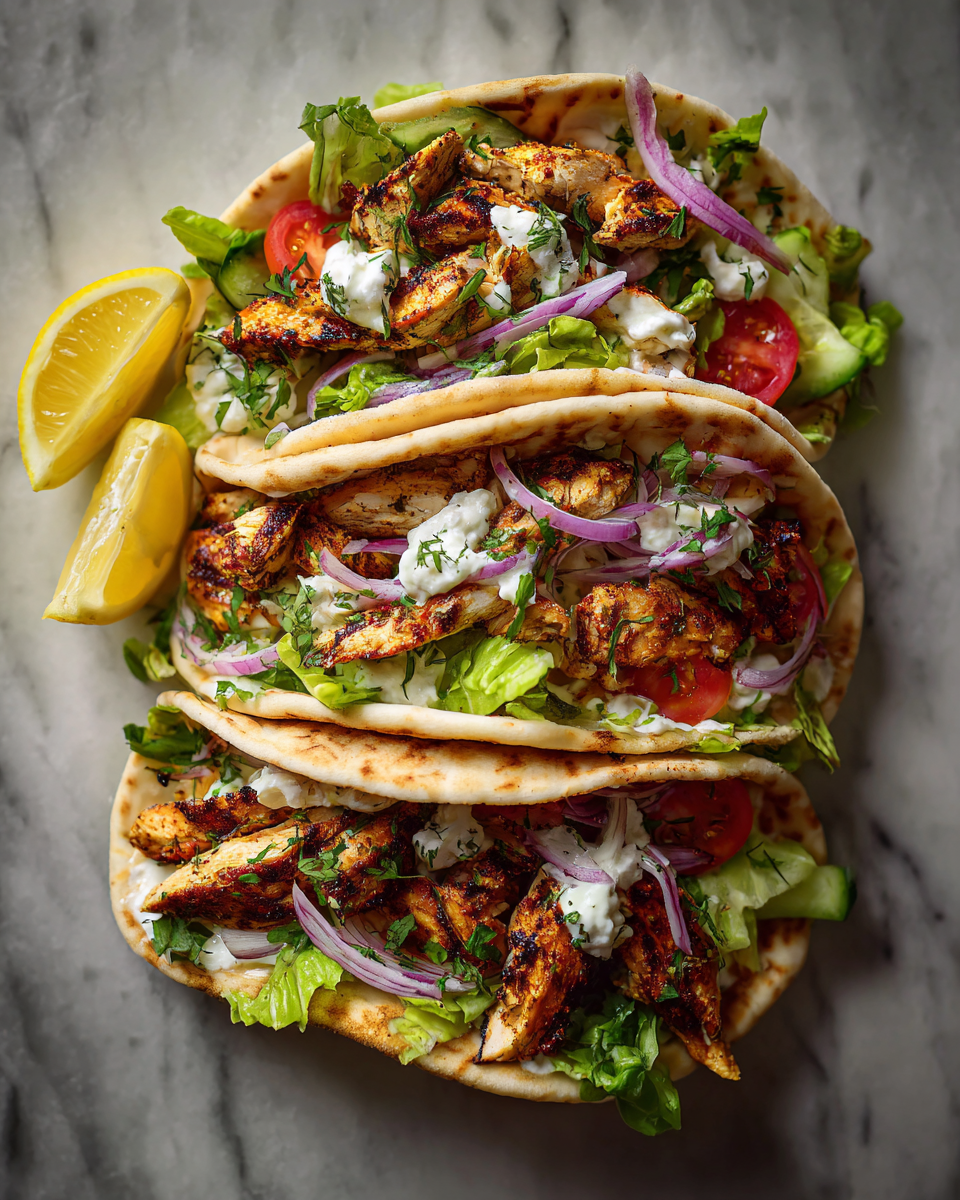 Final dish - Zesty Chicken Gyros with Fresh Lemon-Herb Marinade for a Flavorful Feast