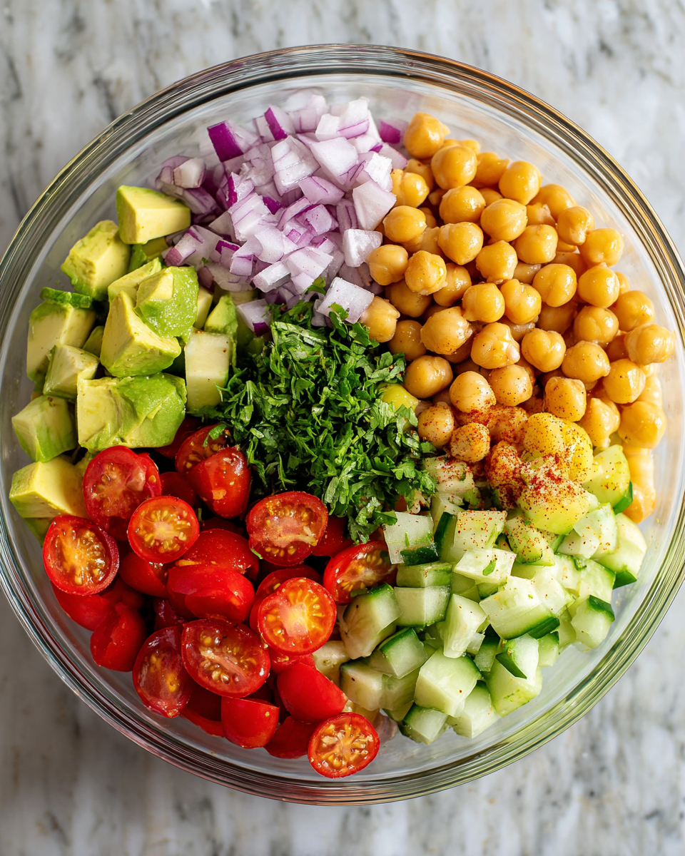 Ingredients for Refreshing Chickpea Avocado Salad That Will Brighten Your Lunch Bowl