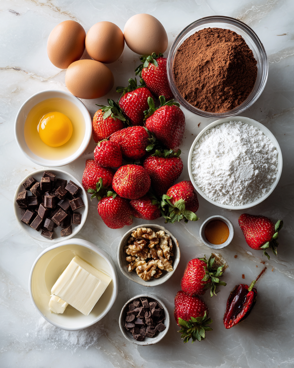 Ingredients for Decadent Chocolate Covered Strawberry Brownies You Have to Try