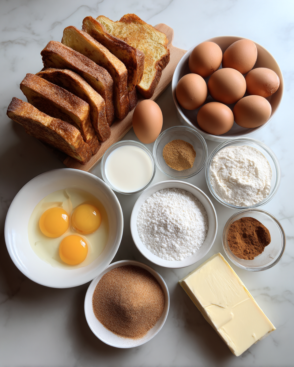 Ingredients for Indulge in Sweet Bliss with Churro French Toast Delight