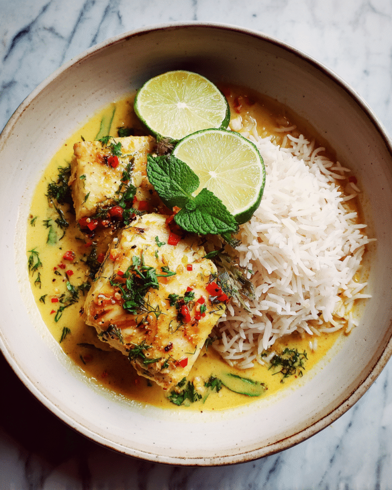Tropical Bliss Coconut Lime Fish Curry with Fragrant Jasmine Rice - Featured Image