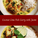 Tropical Bliss Coconut Lime Fish Curry with Fragrant Jasmine Rice