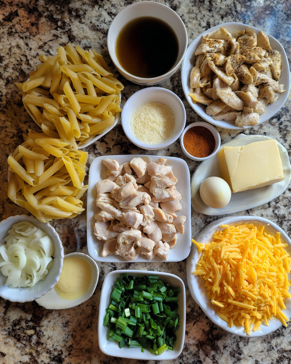 Ingredients for Creamy Cowboy Butter Chicken Pasta Recipe for a Hearty Dinner