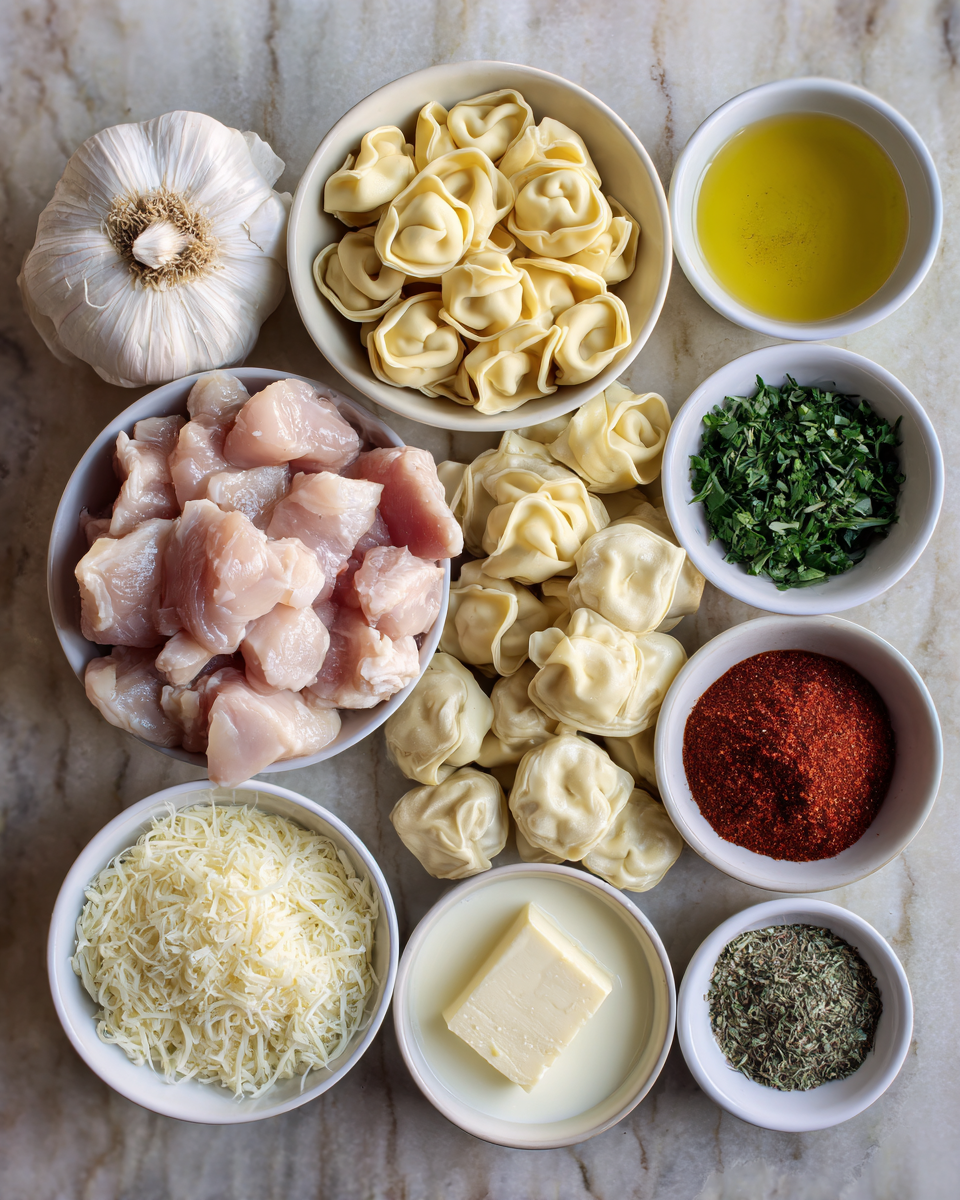 Ingredients for Cowboy Butter Garlic Chicken Tortellini Recipe That Will Steal Your Heart