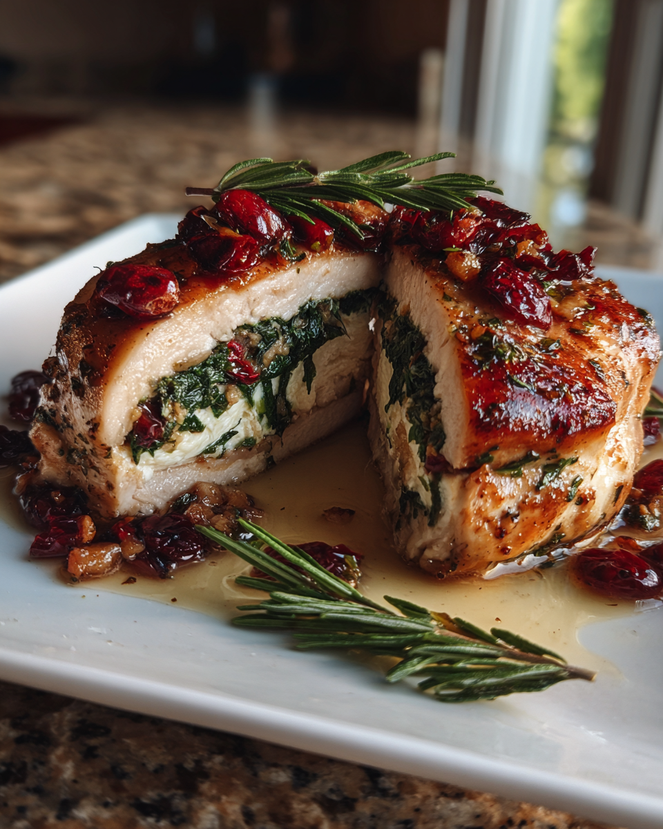 Cranberry Spinach Stuffed Chicken with Brie A Delicious Holiday Favorite 6 Final dish - Cranberry Spinach Stuffed Chicken with Brie A Delicious Holiday Favorite