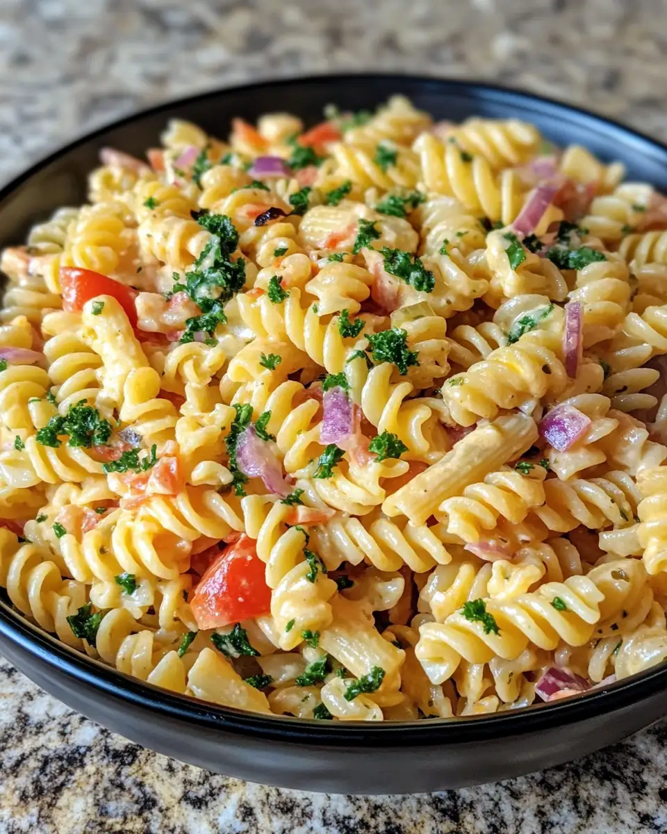 Final dish - Irresistibly Delicious Creamy Italian Pasta Salad Perfect for Any Occasion