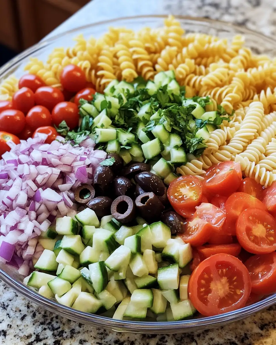 Ingredients for Irresistibly Delicious Creamy Italian Pasta Salad Perfect for Any Occasion