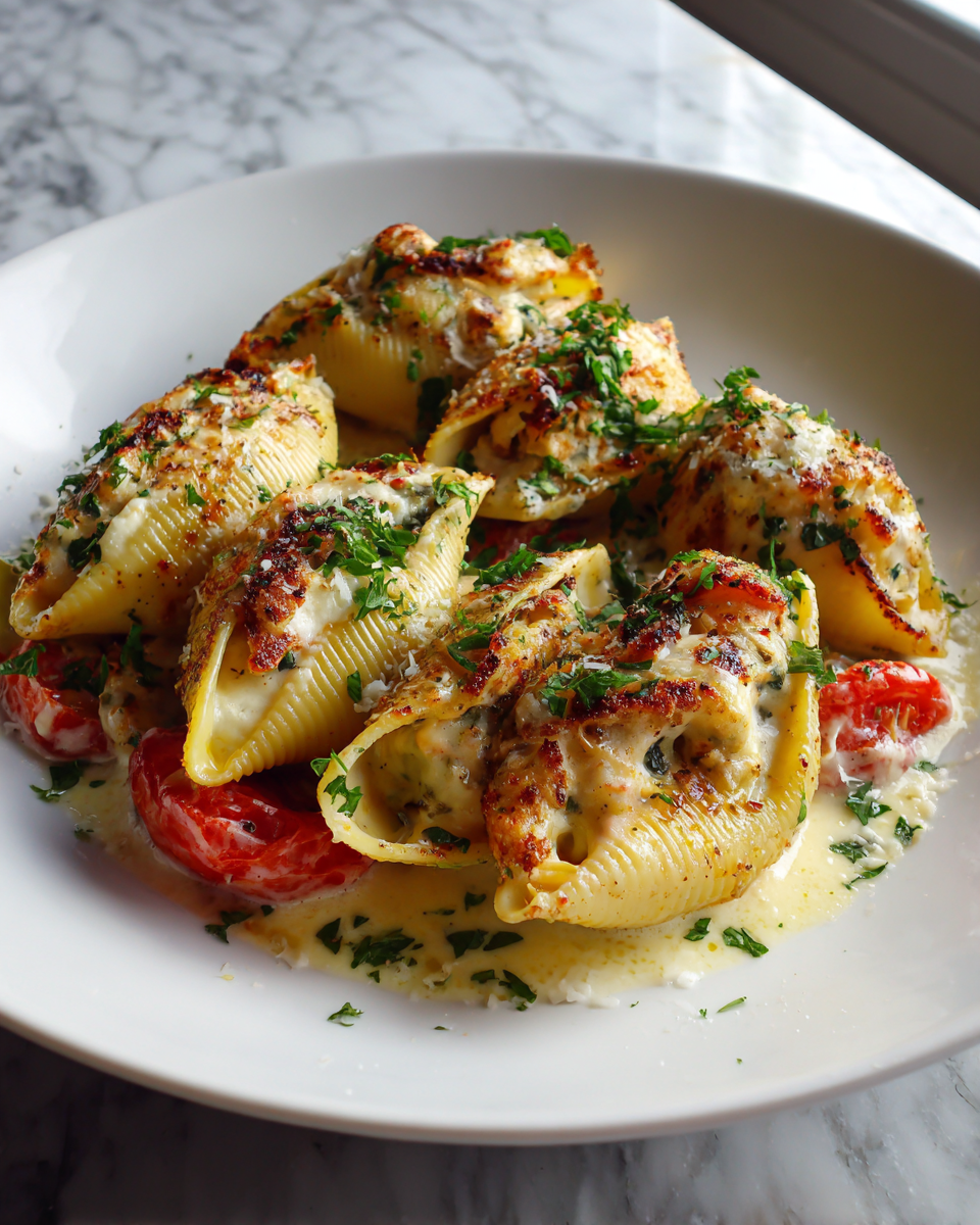 Final dish - Dive Into Deliciousness with Creamy Seafood Stuffed Shells