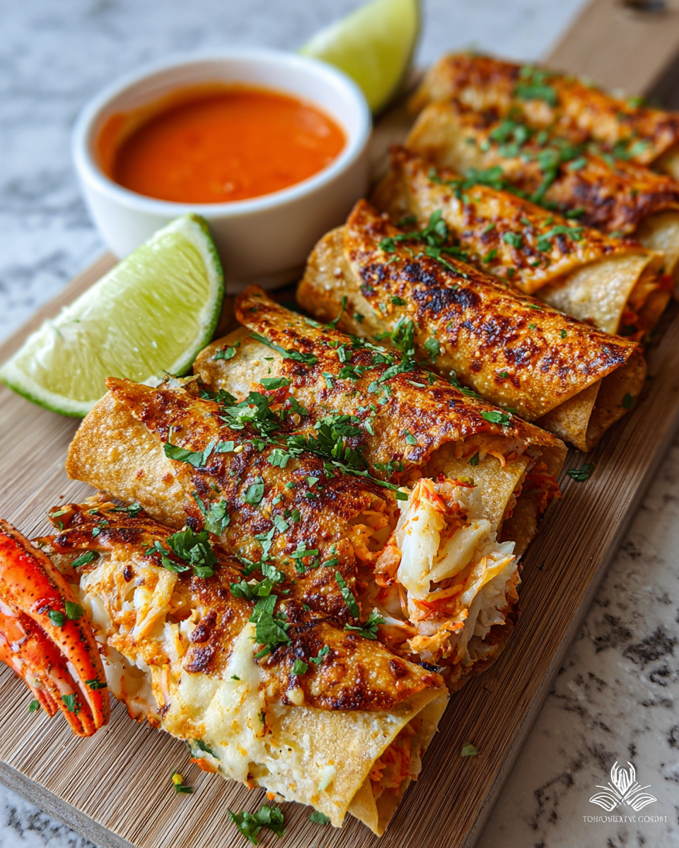 Final dish - Irresistible Crispy Crab And Shrimp Queso Taquitos You Need to Try Now