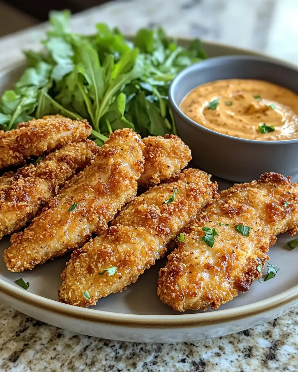 Final dish - Crispy Garlic Chicken Tenders with a Flavorful Dip Trio Extravaganza