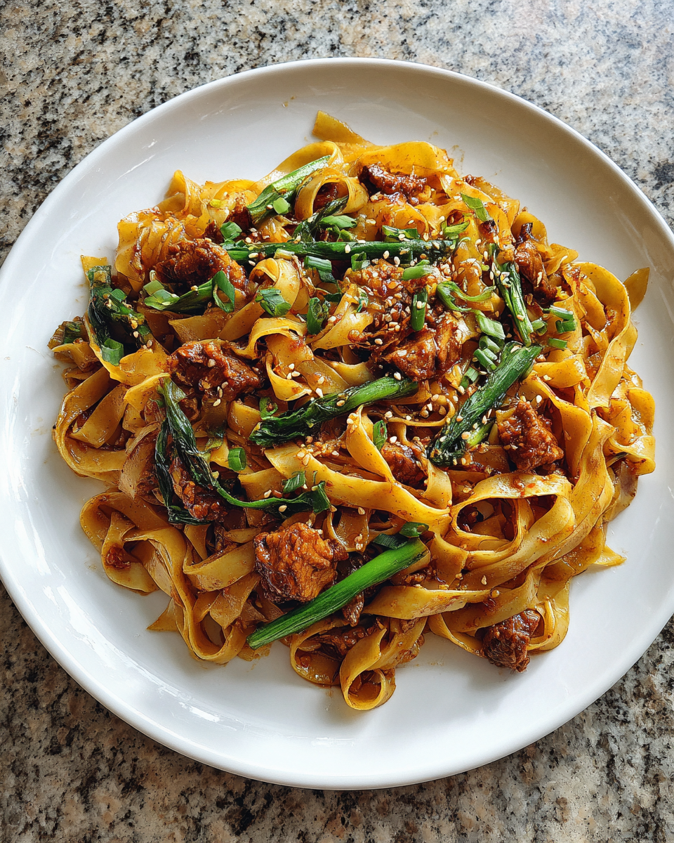 Final dish - Fiery Flavors Unleashed Drunken Noodles Spicy Pasta Recipe to Savor