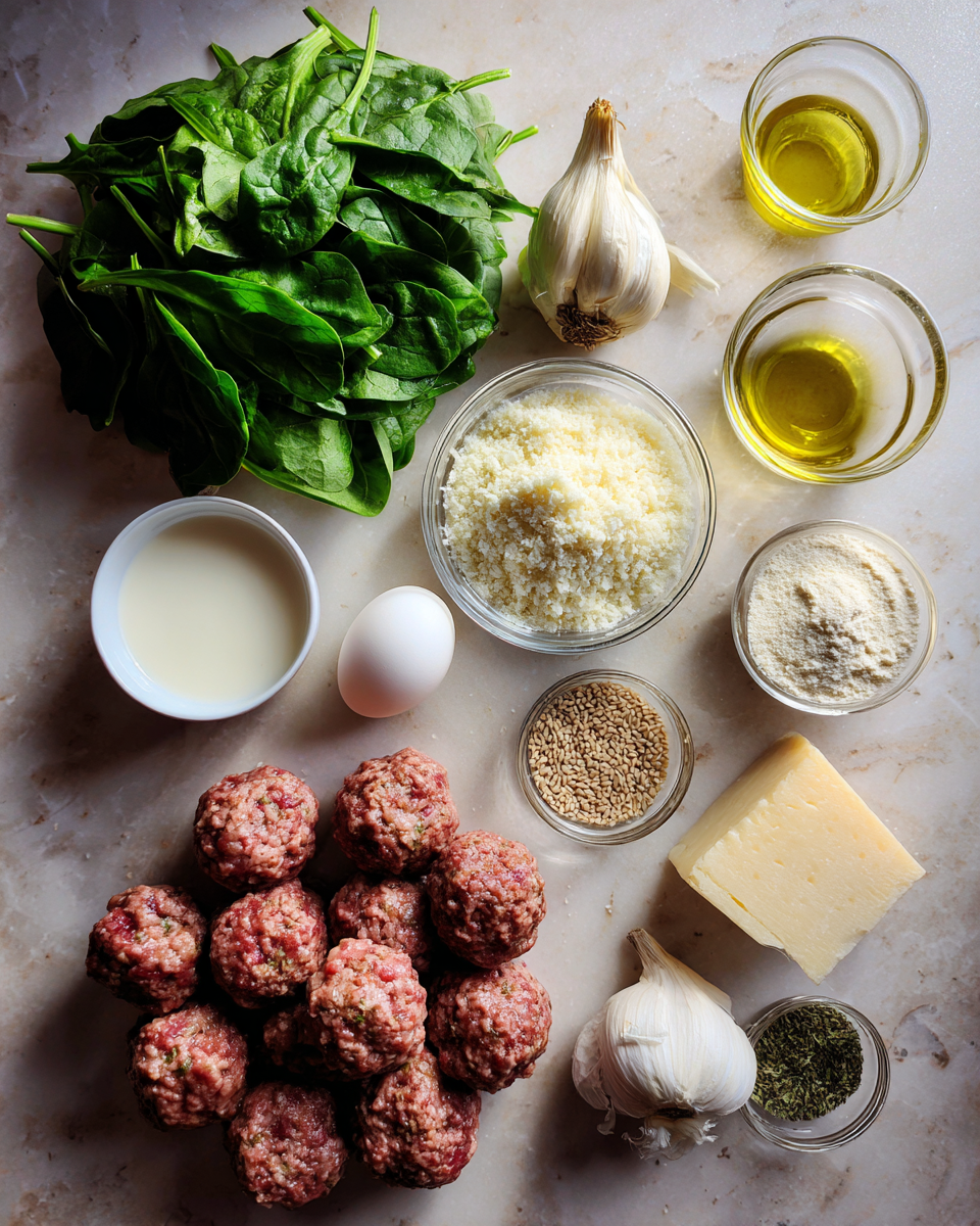 Ingredients for Easy Spinach and Garlic Meatballs That Will Steal the Show