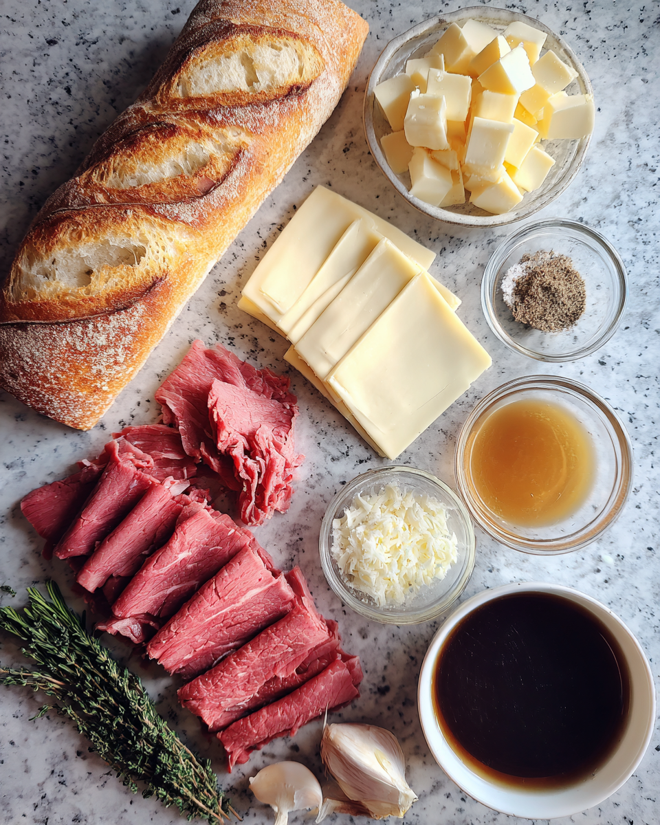 Ingredients for Melted Perfection French Dip Grilled Cheese Recipe You Need to Try