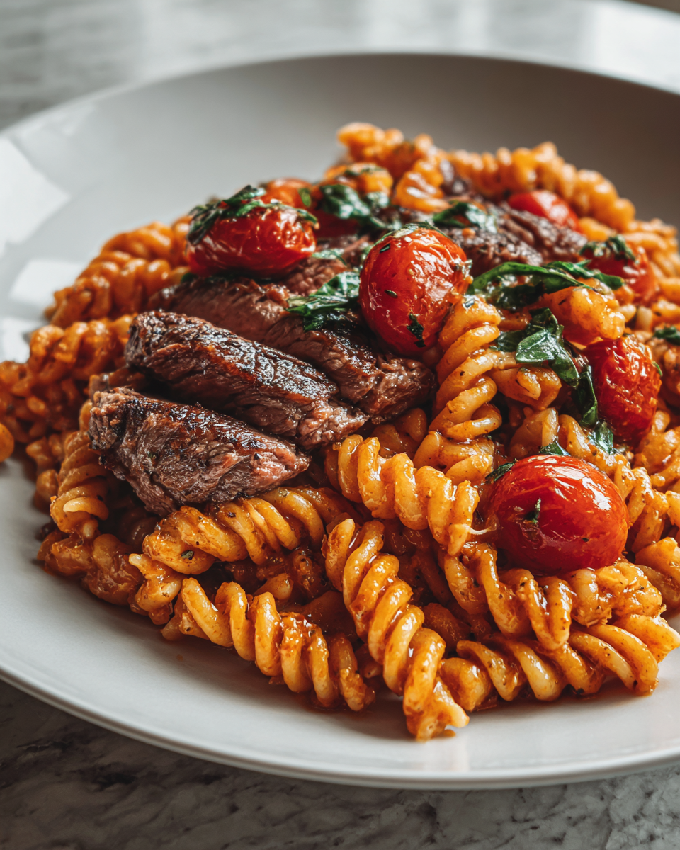 Irresistible Garlic Butter Steak and Tomato Pasta Recipe You Need to Try 6 Final dish - Irresistible Garlic Butter Steak and Tomato Pasta Recipe You Need to Try