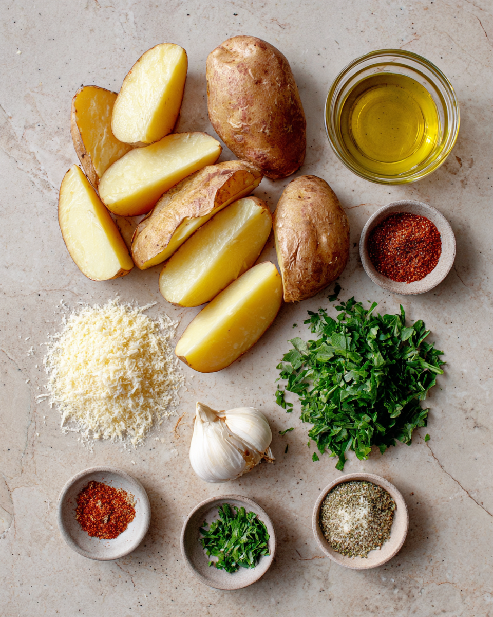 Ingredients for Crispy Garlic Parmesan Potato Wedges You Need to Try Tonight