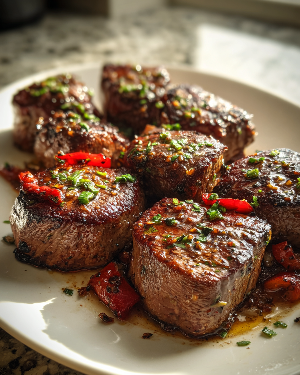 Final dish - Savor the Flavor of Garlic Pepper Steak Medallions