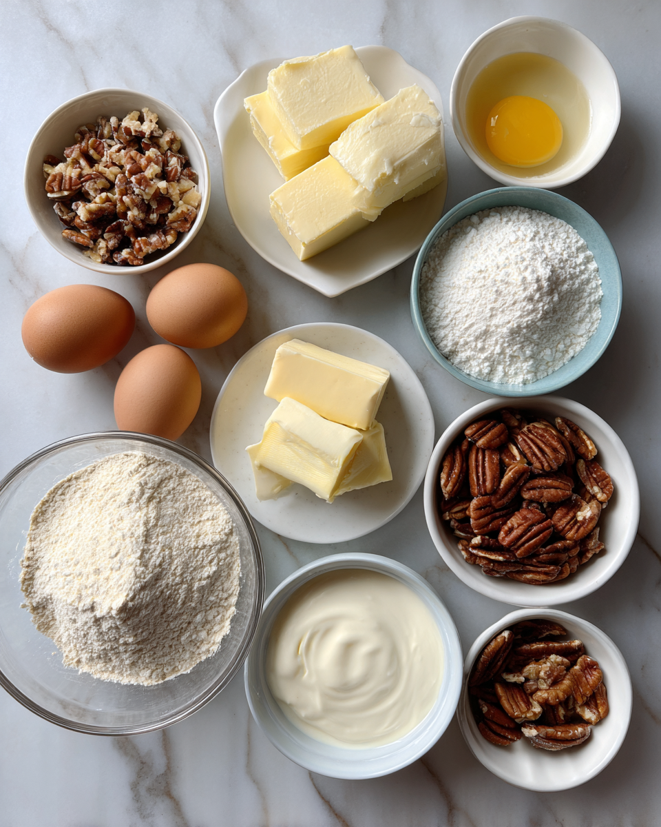 Ingredients for Indulge in Decadence with Gooey Butter Pecan Cake