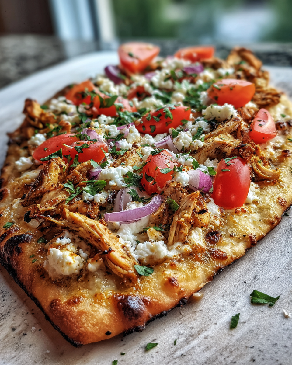 Final dish - Irresistible Greek Chicken Flatbread Recipe for Your Next Meal