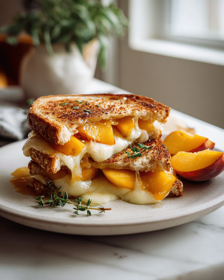 Melted Bliss Grilled Cheese with Sweet Honey Peaches - Featured Image