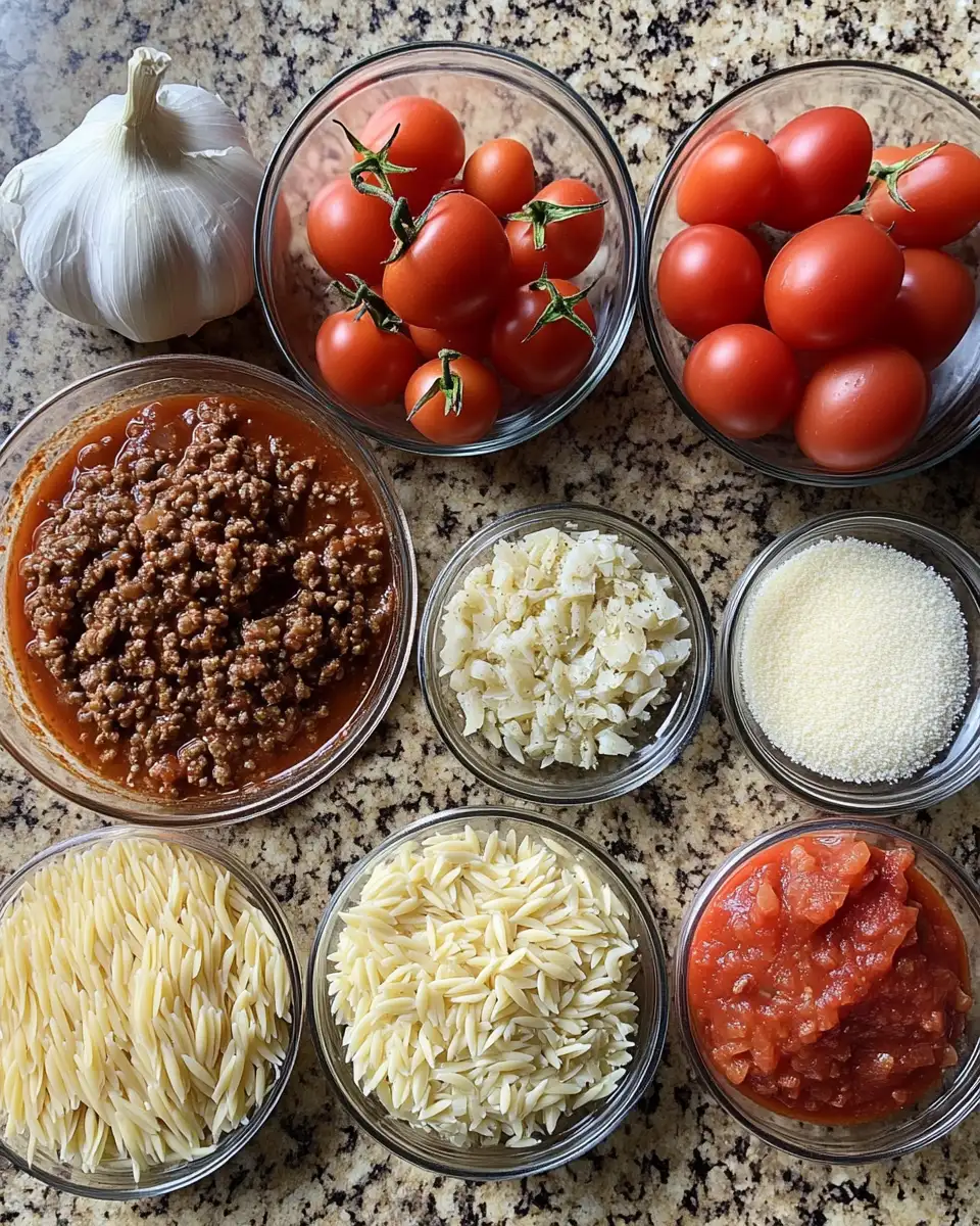 Ingredients for Savor the Flavor: Quick and Easy Ground Beef Orzo Delight
